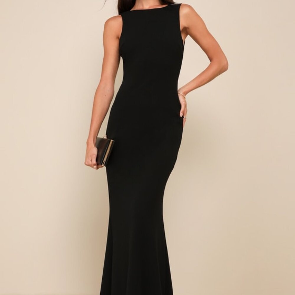 Lulus Love In Your Eyes Black Knotted Mermaid Maxi Dress - Size M